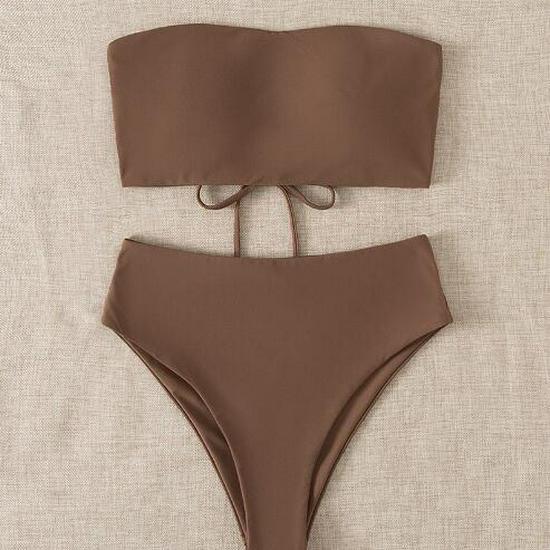 

Новый европейский и американский женский облегающий купальник бикини с открытой спиной 2024 Medium