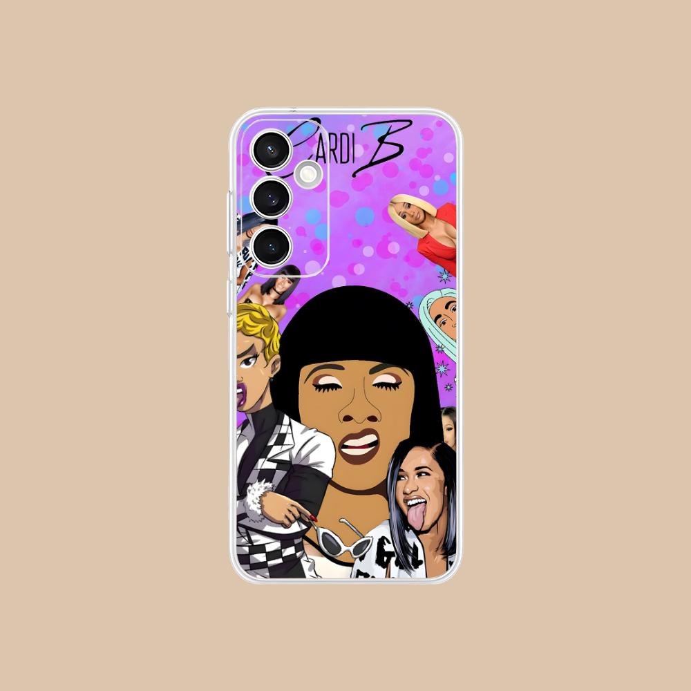 Cardi B Clear Mobile Phone Case for Samsung Galaxy S25 S24 S23 S22 S21Plus FE Ultra Colorful Cover