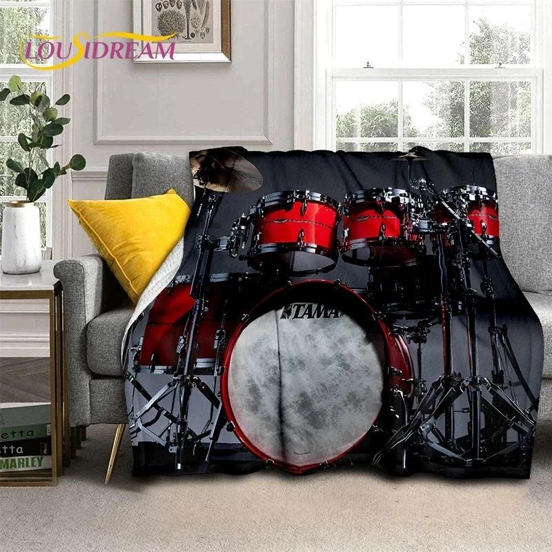 Drum Kit Drum Stand Set Music Instruments Soft Flannel Blanket for Beds Bedroom Sofa Picnic,Throw Blanket Outdoor Leisure Gift