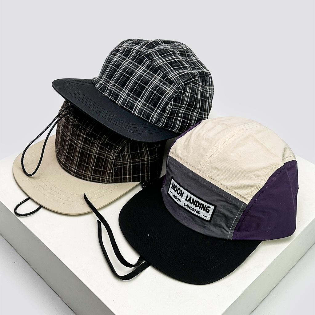 Breathable Plaid Sunshade Windproof Rope Hip Hop Caps Versatile Flat Eave New Unisex Quick Dry Letter Baseball Color Block Hats