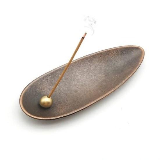 Incense Burner Holder Compatible Sticks Cones Stick No Ash Spillage Stylish Interior Meditation Yoga (Bronze)