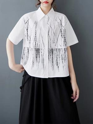 Single Breasted Print Lapel Shirt GYX1532