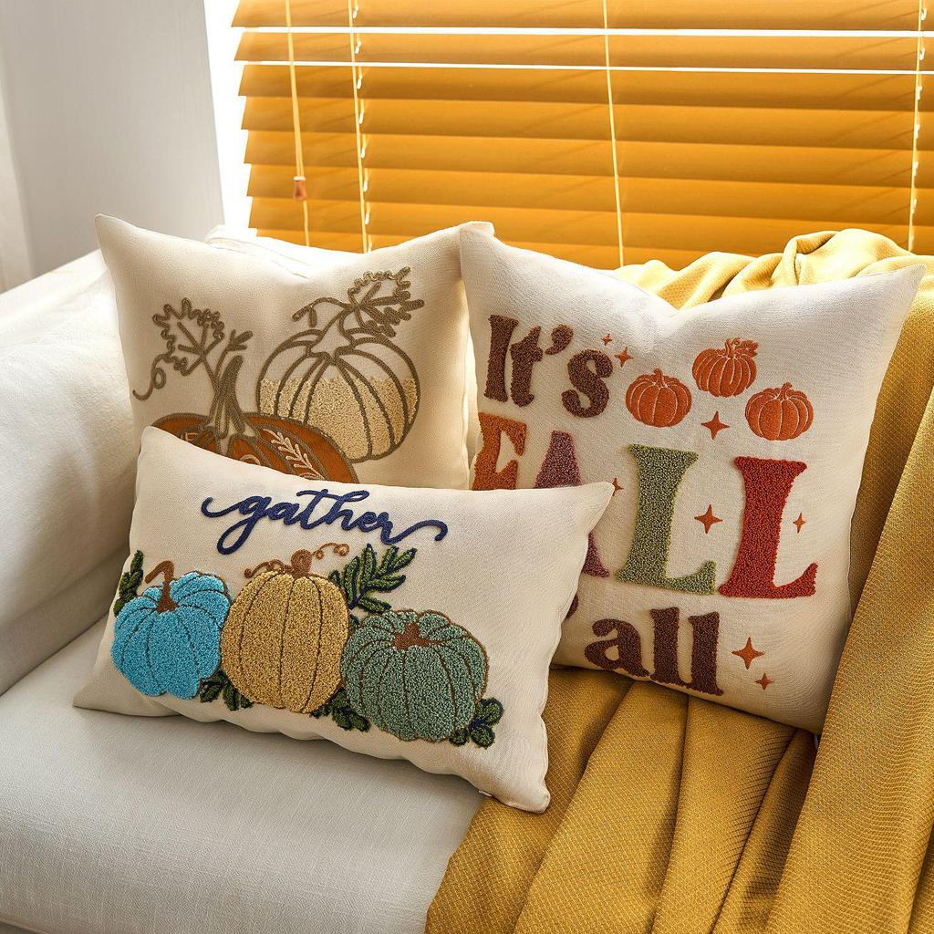 Autumn Maple Leaf Pumpkin Pillowcase for Thanksgiving & Halloween Decor