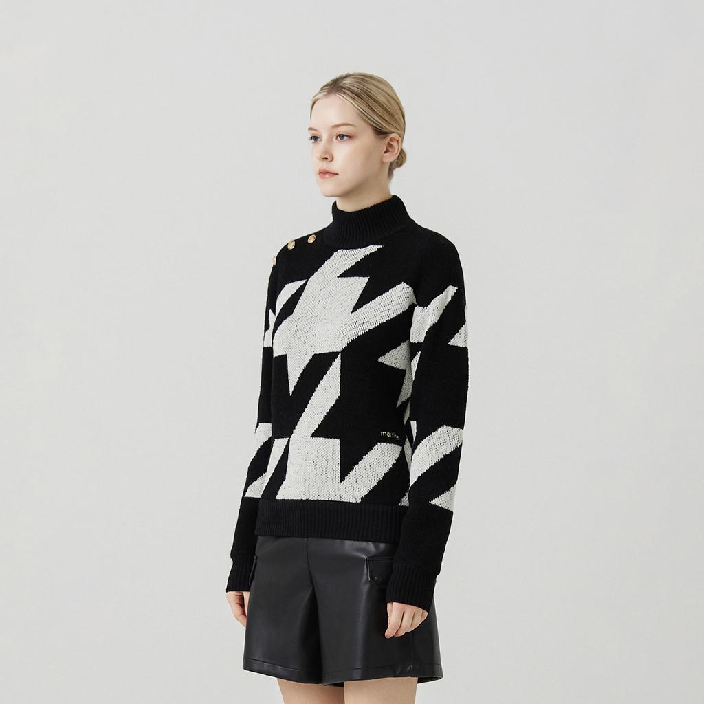 MARTINE GOLF Big Hound Tooth Check Knit_Black