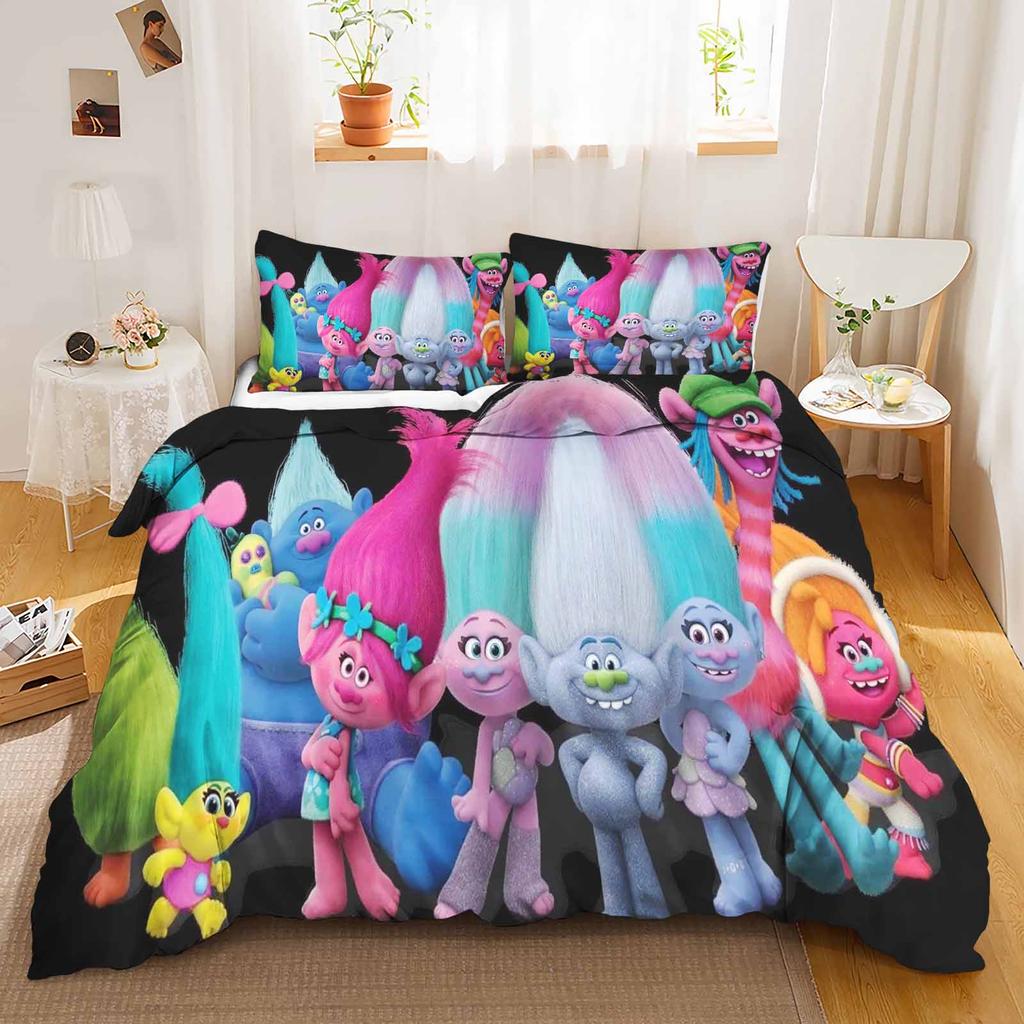 Trolls Cover Set Comforter Bedding 3D Children'S Bedding Set 3-Piece 1 Quilt Cover King Size