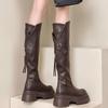 Soft sole not tired feet thick heel round head boots 2024 Internet celebrity new foreign style versatile fried street high value female knight boots