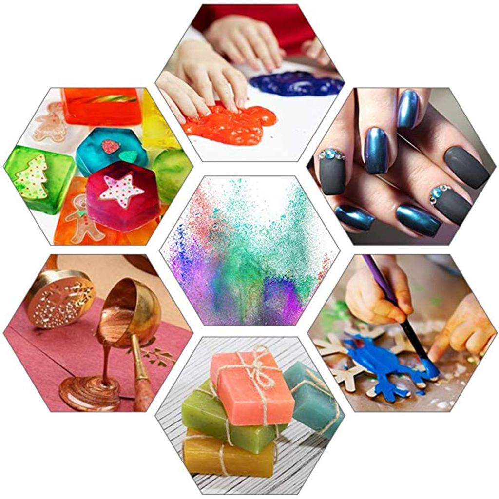 Mica Powder 20 Color Pigment Soap Making Nail Resin Candle Eye Resin Craft Nail Adhesive Pearlescent Pigment for Epoxy Pigment Powder Colorant,