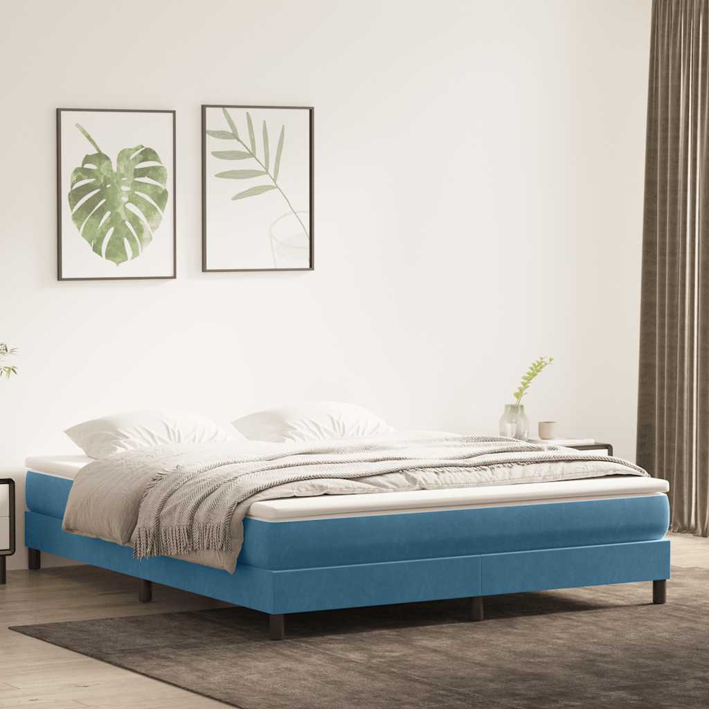 Łóżko Typu Box Spring Bez Materaca Ciemnoniebieskie 180X220 Cm