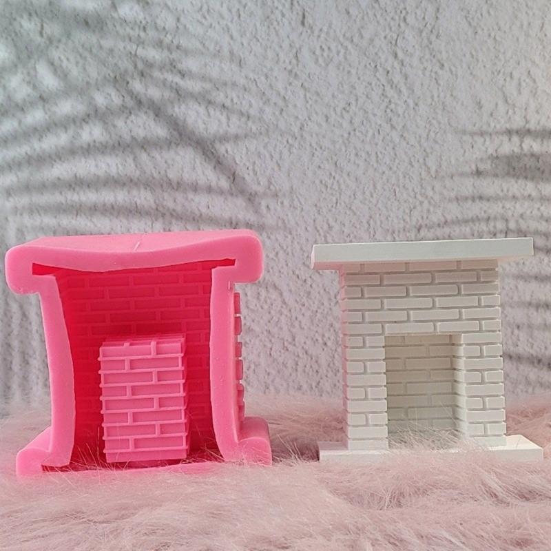 European Fireplaces Candle Holder Silicone Mold Cement Handmade Concrete Resin Candlestick Mould DIYs Crafts Table Home
