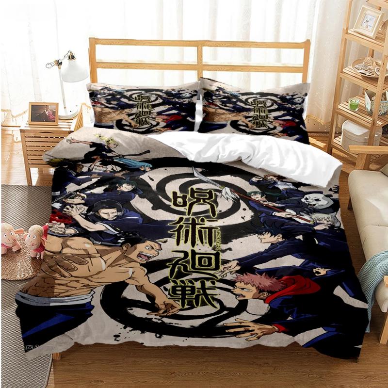 Jujutsu Kaisen Bedding Set Quilt Cover Pillowcase Anime Figure Satoru Gojo Bed Bedroom Duvet Cover Decor Beddings Suit Kids Gift