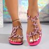 Butterfly-decorated Fairy-style Flat Sandals, Ladies' Fashionable Square-toe Versatile Sandals