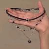 Gothic Multi Layer Black Peach Heart Choker Clavicle Chain Necklace for Women Girls Aesthetic Black Crystal Y2K Jewelry