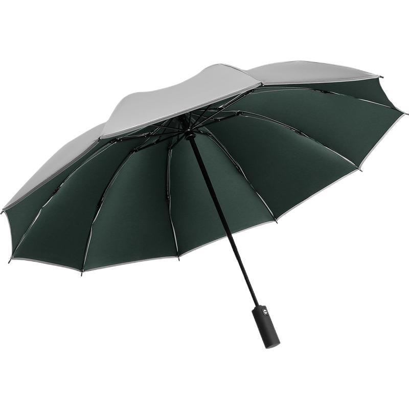 10 Bone Three Fold Vinyl Fabric Automatic Umbrella Color Scheme Handle Men's Simple Model