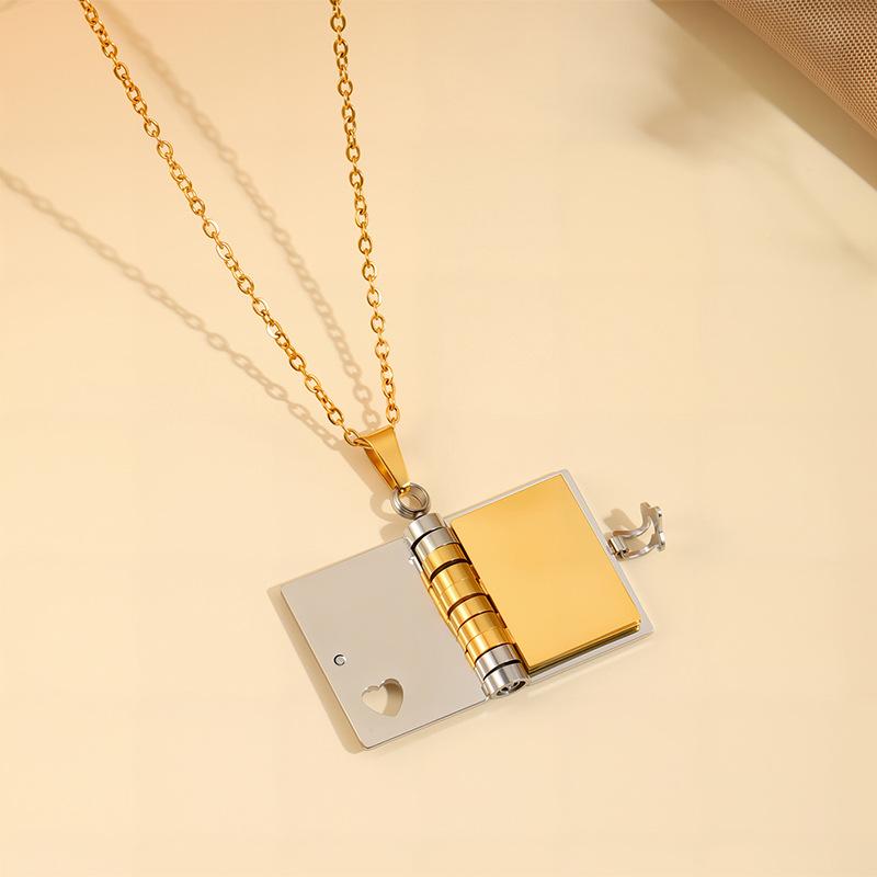 Book necklaces can be designed with pictures and samples, copywriting patterns, laser engraving, popular granddaughter mother necklaces.