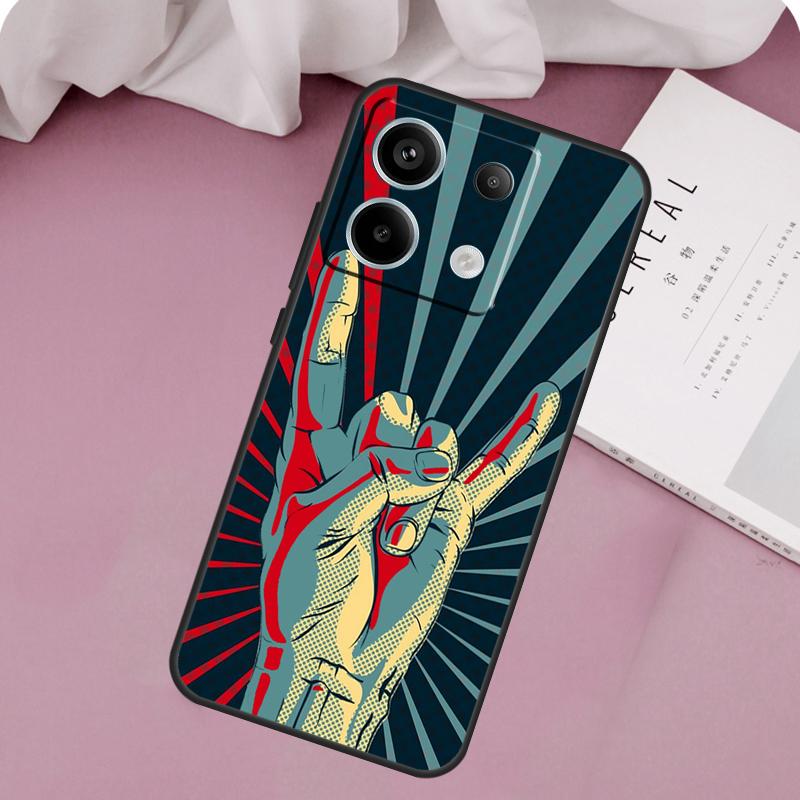 Rock Roll Skull Case For Xiaomi Redmi Note 14 13 12 11 10 9 15 Pro Plus Redmi 15 14C 10C 12C 13C 15C Cover