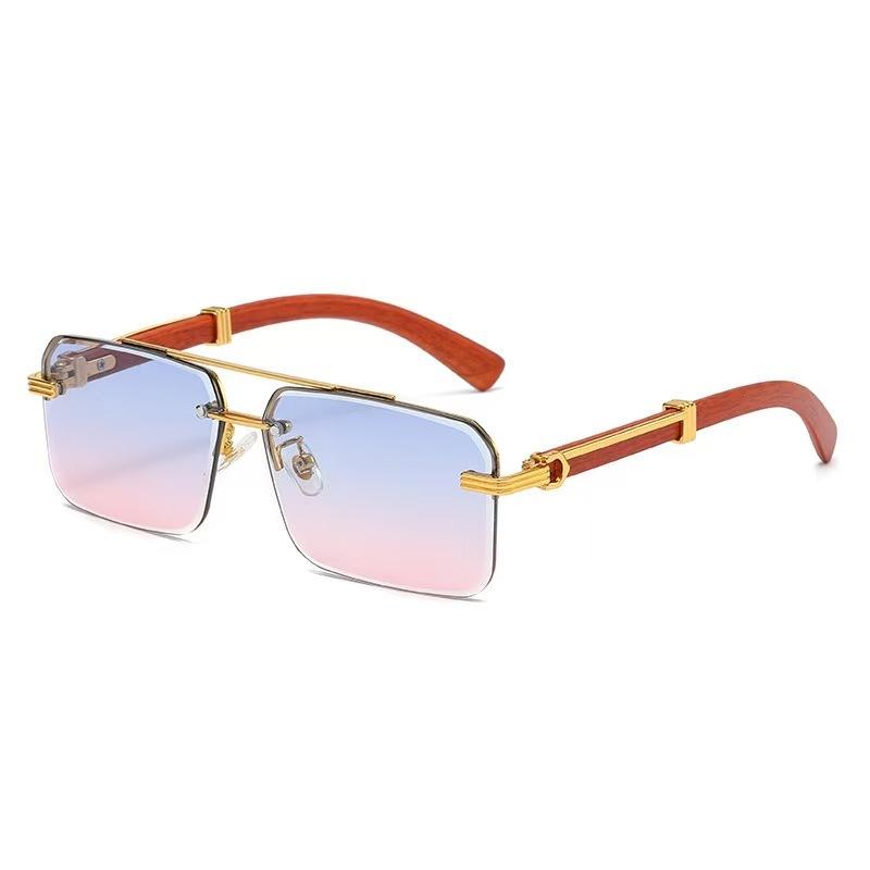 New Sunglasses Trendy Double Beam Trimmed Sunglasses Square Glasses