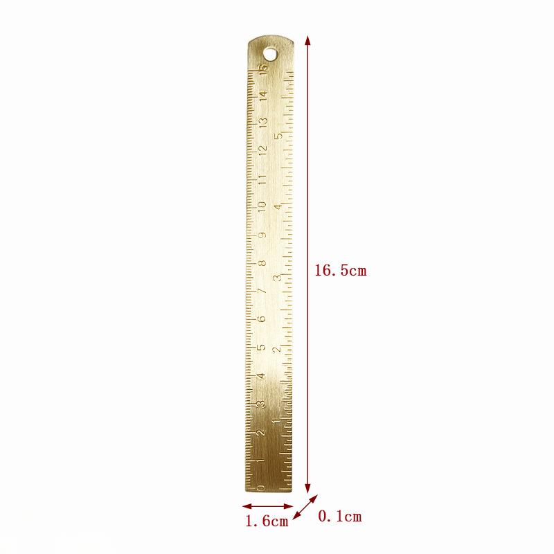 1Pcs Vintage Brass Straight Ruler Creative Portable Metal Ruler Student School Stationery Measuring Tool Office Supplies