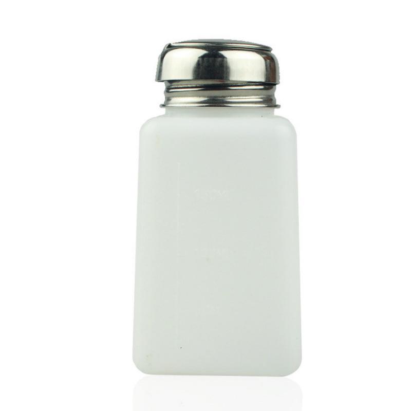 200ml Nail Art Press Bottle for Alcohol, Nail Polish Remover with Metal Cap and Iron Suction Head
