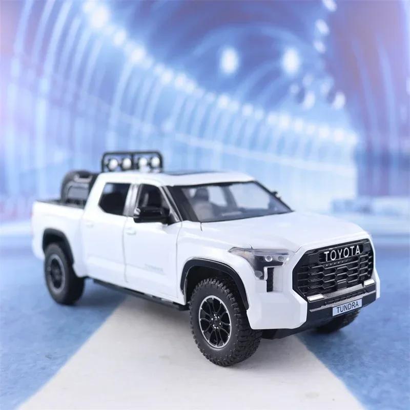 1:24 Toyota Tundra Pickup Off-road Vehicle Diecast Metal Alloy Model Car Sound Light Pull Back Collection Kids Toy Gifts A591