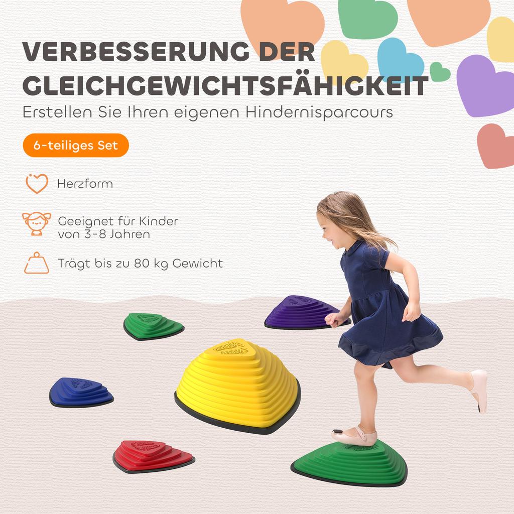 6-Piece Stepping Stones for Kids, Stackable Sensory Toys Outdoor Indoor, Obstacle Course for Balance and Motor Skills