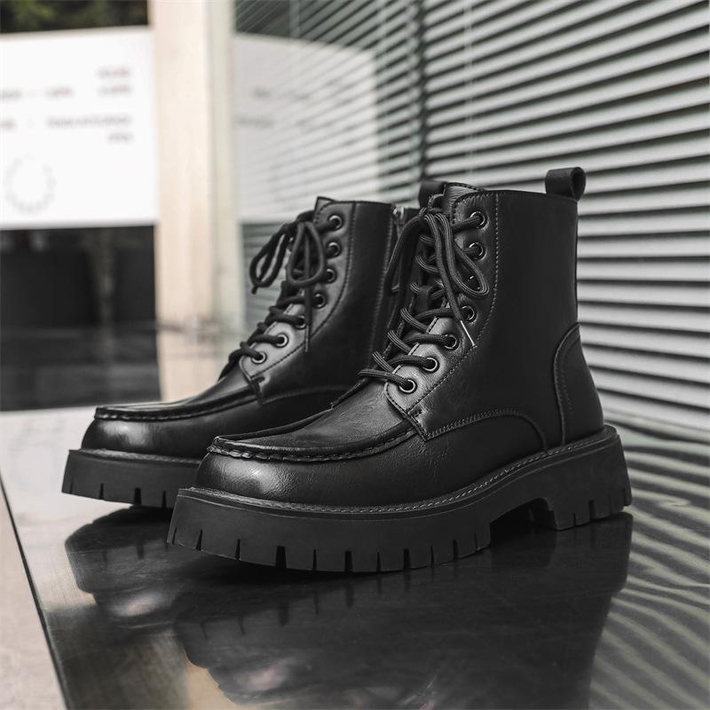 Martin boots men's autumn and winter new high-top tooling locomotive boots British style thick bottom side zipper versatile 86689-J