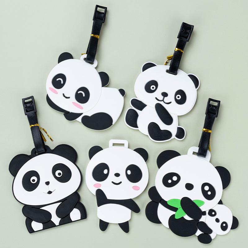 Panda Cartoon PVC Luggage Tag - Creative Travel Boarding Pass for Suitcase