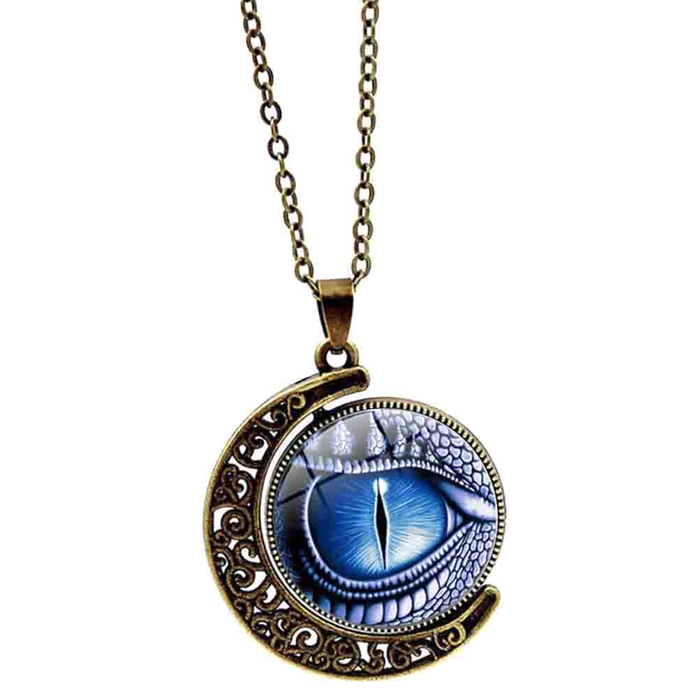 Thai Amulet Chinese Pixiu Dragon Eye Necklace Pendant Vintage Protect Charm Talisman Money Wealth Success Health Lucky Jewelry Buddhist Moon Chain
