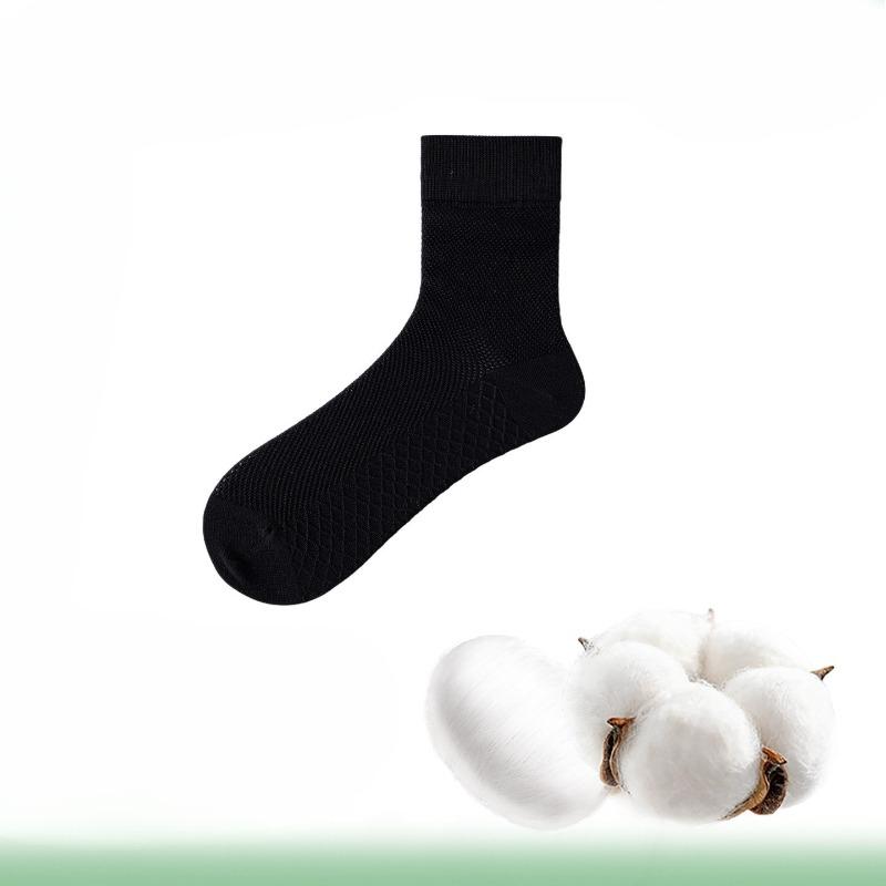 Summer Lightweight Mulberry Silk Socks for Men, Mid-calf Length Stockings, Mesh Cotton Socks, Sporty Anti-bacterial Mid-calf Long Stockings 1 pair