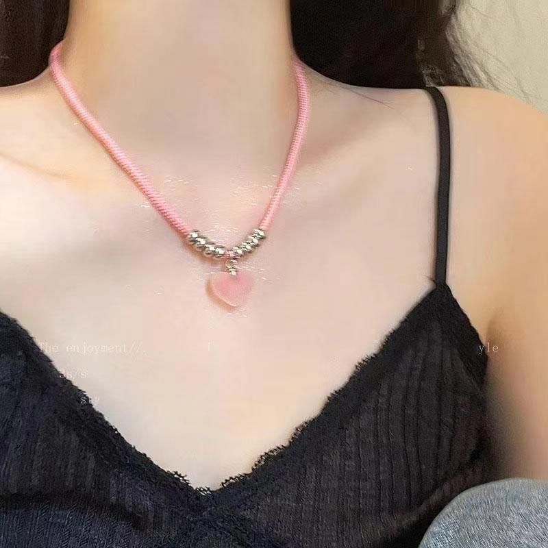 Dopamine Necklace: Candy-Colored Beaded Clavicle Design for Women - Sweet & Cool Internet Celebrity Jewelry