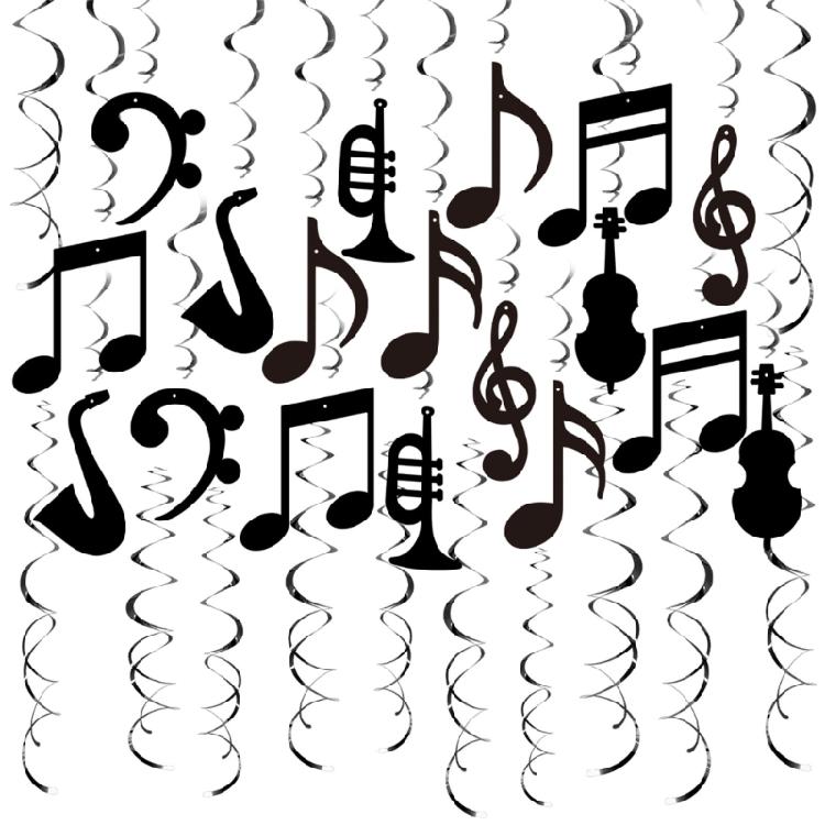 Музыкальные ноты Подвесные спирали 30 шт. Музыкальные украшения для вечеринок на день рождения и праздничных торжеств 1
