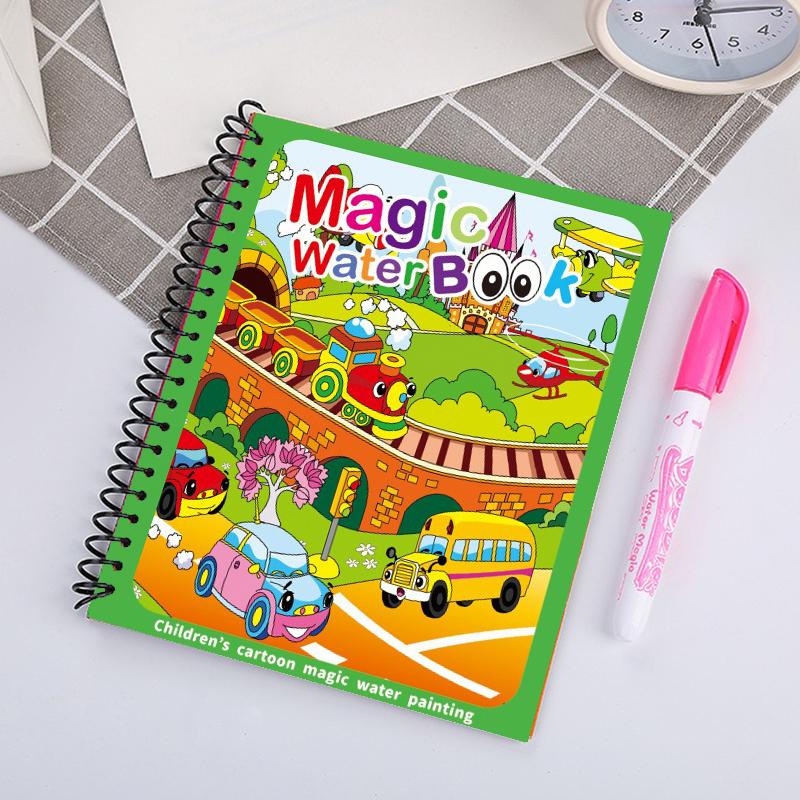 1 Set Sihirli Su Boyama Kitabı Renkli Montessori Tekrar Kullanılabilir Boyama Kitabı Su Fırçası ile Doğum Günü Festivali Grafiti Hediyesi ZYF