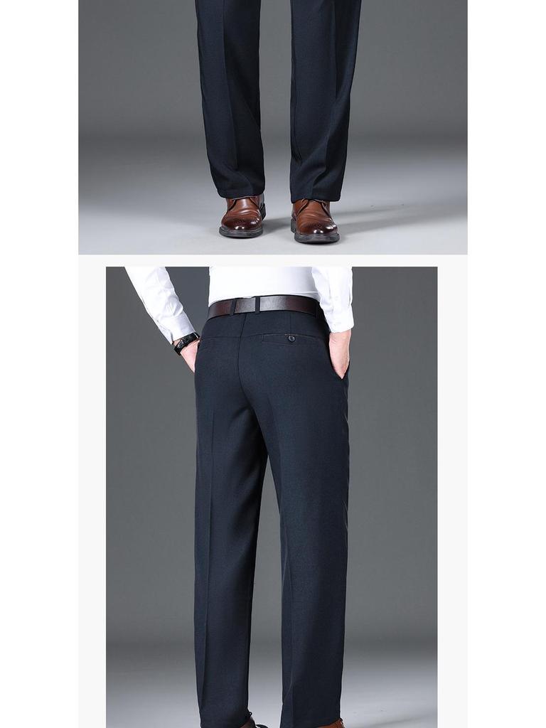 Men’s Business Casual High-Waist Straight-Leg Pants – Stretchy, Soft, Skin-Friendly, Loose Fit Dress Pants for Autumn
