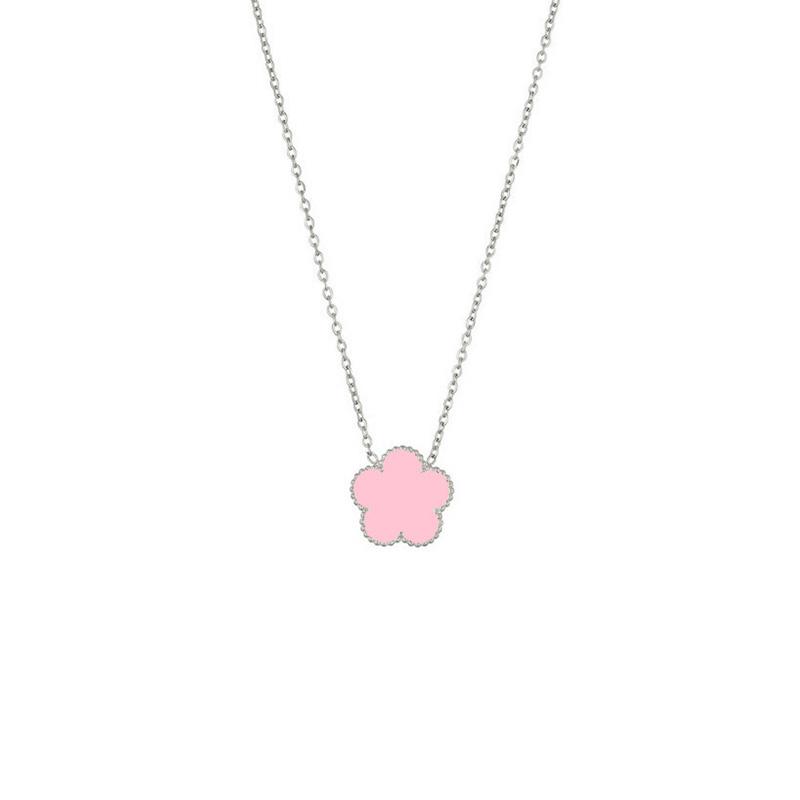 Gold Silver Color Pendant Necklaces Double Sided Flowers Stainless Steel Necklace Elegant Charms for Necklace Women Charm Clover