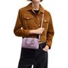 Coach Rowan 18 Silver Logo Removable Shoulder Strap with Zip Closure Refined Pebbled Leather Handbag Mini Women's Purple