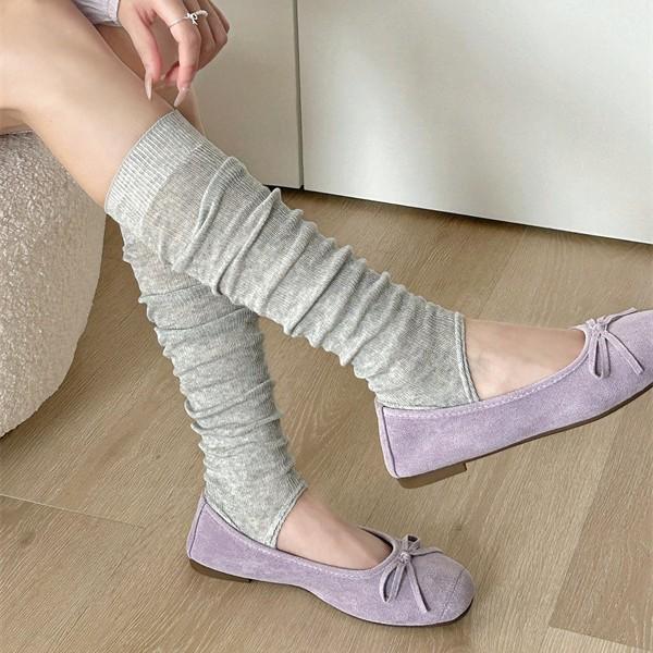 Ballet Style Foot Sock Covers, Summer Thin Calf Socks, Solid Color, Slimming Beautiful Leg Stockings, Double Needle Stacked Socks