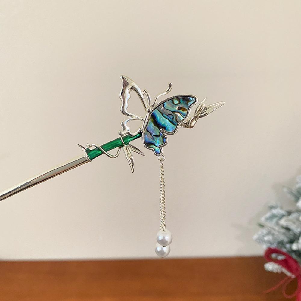 Imitation Pearl Butterfly Headwear Hair Chopsticks Butterfly Hanfu Hairpin  Lady/Girls
