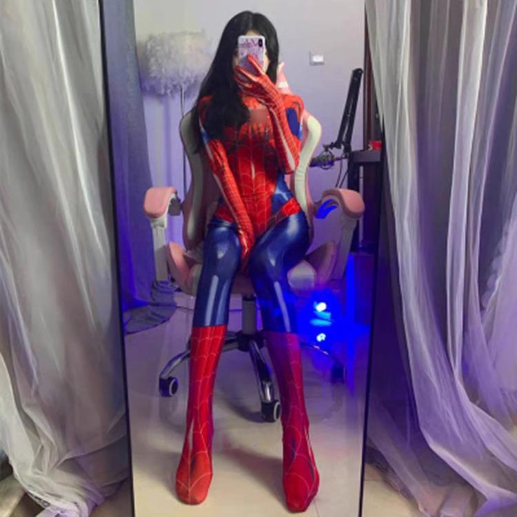 Dámský černý cosplay overal MJ: Skvělý kostým pavouka pro dospělé na hraní rolí