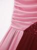 Girls Performance Dress Sleeveless Round Neck Contrast Color Shiny Sequins Irregular Hem Outfit