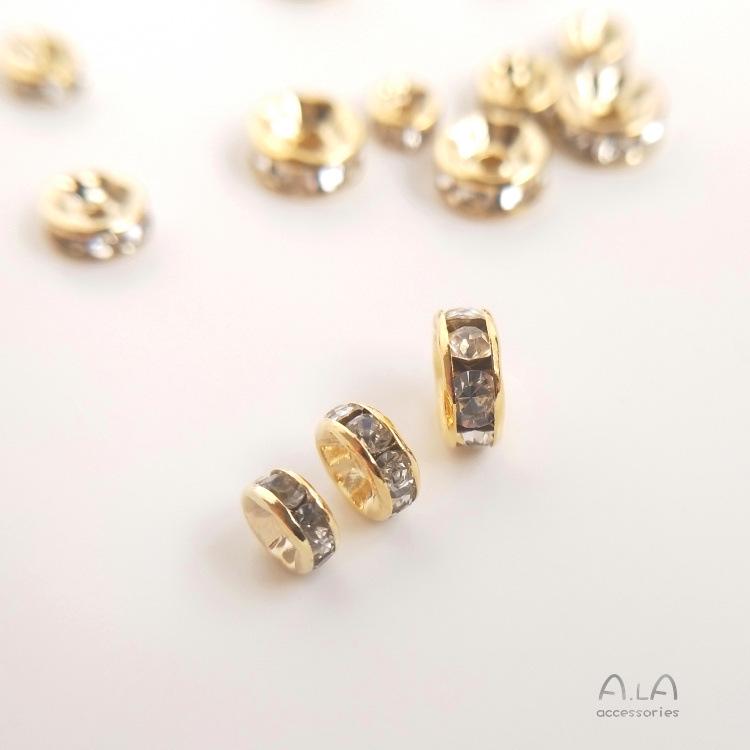 14K & 18K Gold Zircon-Inlaid Diamond Spacer Beads for Handmade Bracelets