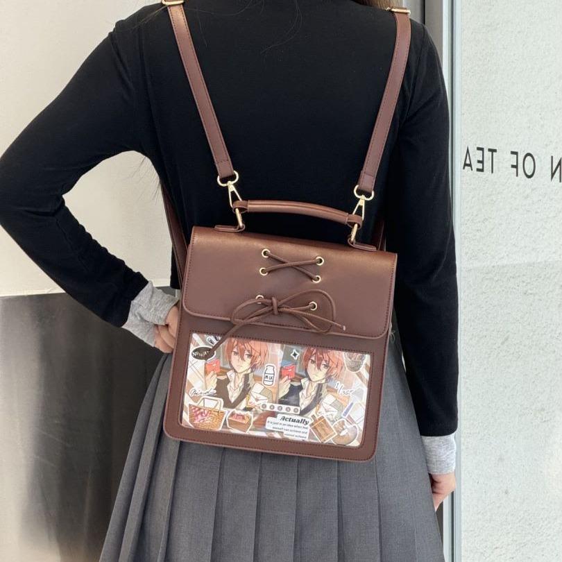 Cute Girls Campus Style Fashion Backpack Commuting Large Capacity Transparent Ita Bag Exquisite Bow JK Uniform Backpack