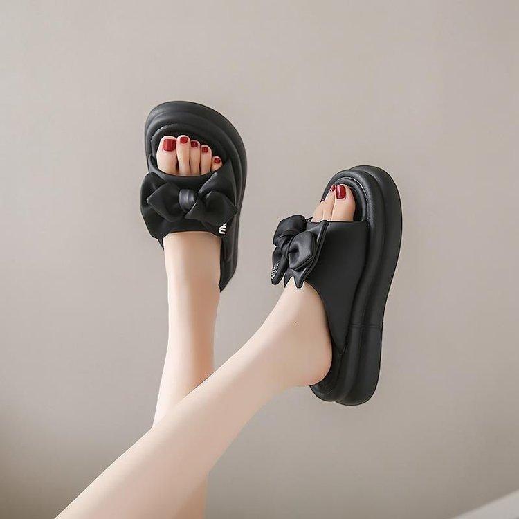 Bow High-heeled Slippers Women's Summer Wear New Fashion Heightening Platform Sandals Women's Shoes