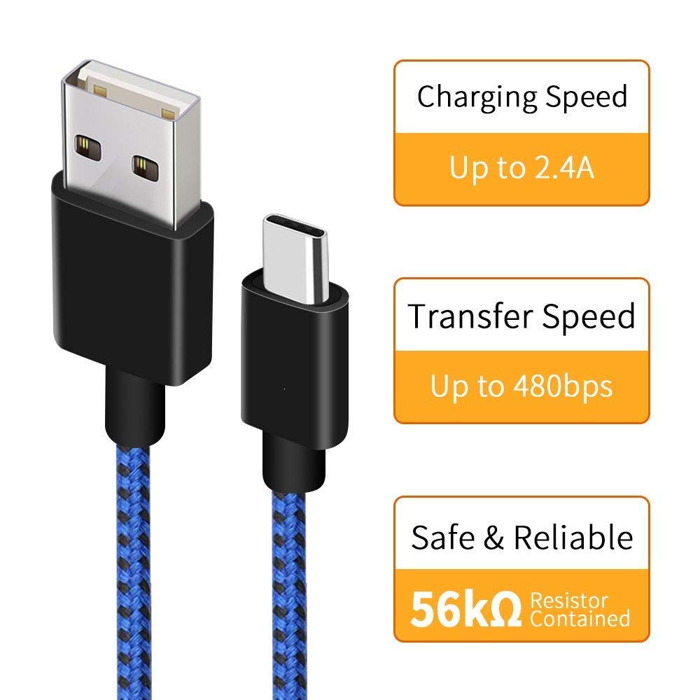USB A to Type C Cable, 2Pack 6Ft Extra Long 6 Feet USB Type C Cord Compatible for Samsung Galaxy A10/A20/A51/S10/S9/S8, 10 Foot Type C Charger