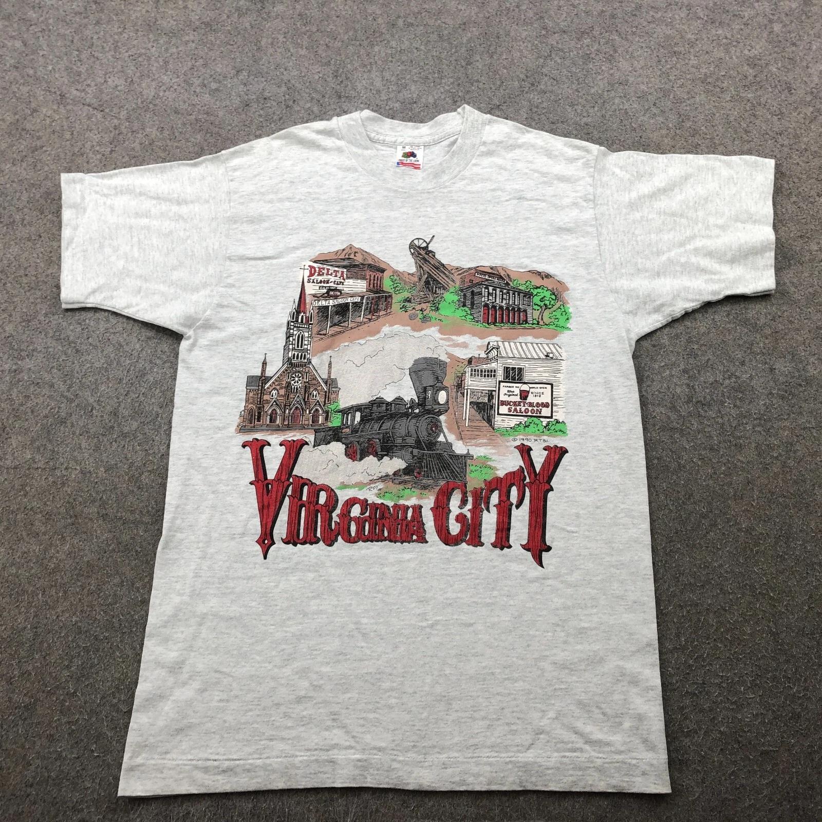 Vintage Virginia City Nevada Shirt Mens Medium Gray Graphic Vacation 2XL