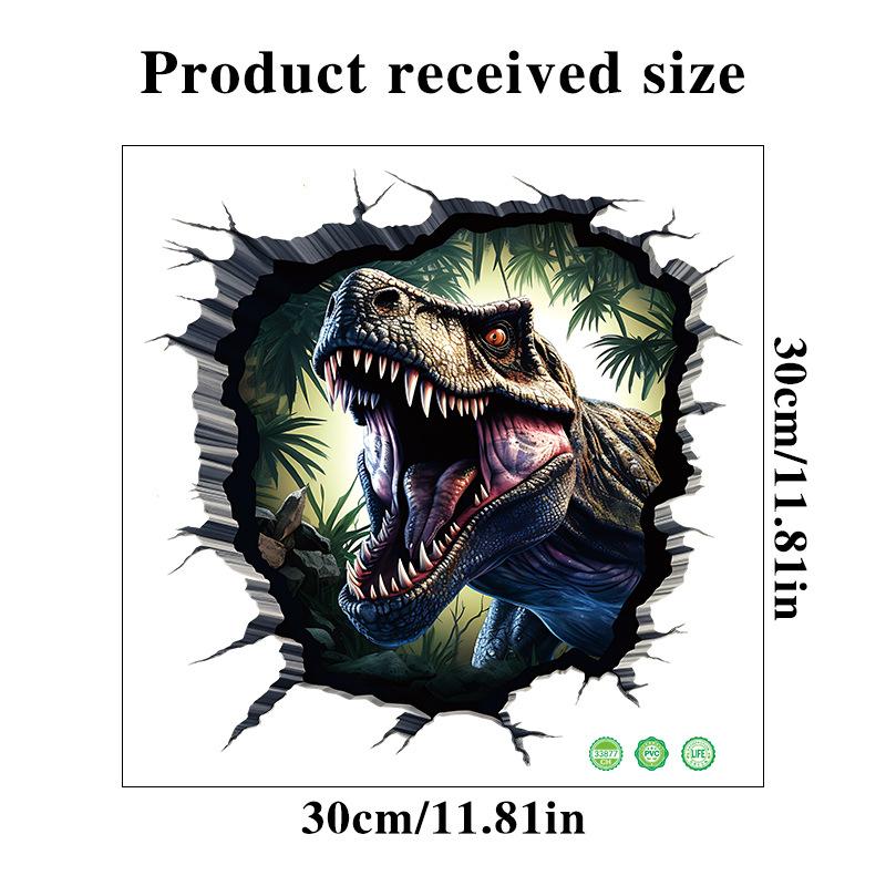 3D Dinosaurier Wandsticker für Kinderzimmer Kindergarten Schlafzimmer Wanddeko Wasserdichte Vinyl Toilettenaufkleber für Mülleimer Kreative Abziehbilder