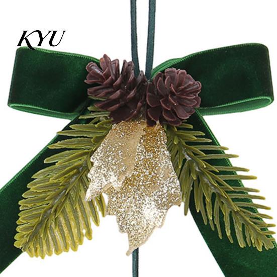 Winter Indoor Door Handle Ornaments Christmas Bow Bell Hanging Ornament, Velvet Festive Wreath Decor for Pendant with Bells Home Party, Holiday Window