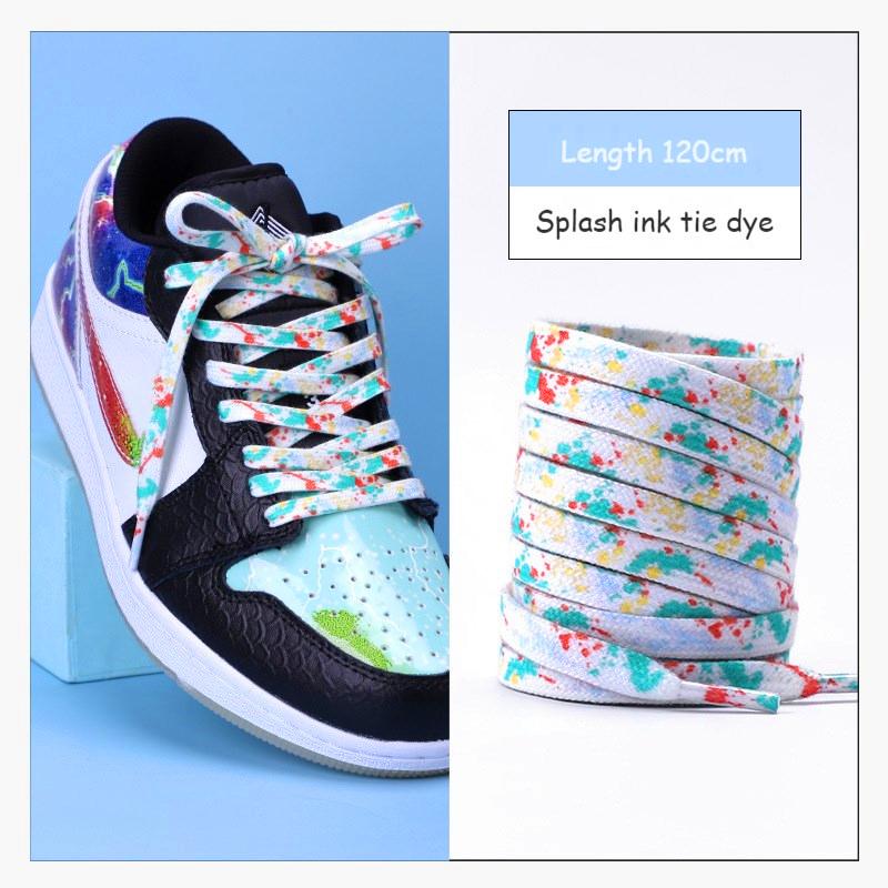 Tie Dye Veters Verloopkleuren Schoenveters voor Sportschoenen Laarzen Sneakers Skates Casual Schoenen Platte Schoenveter 120/140/160CM 160cm gray