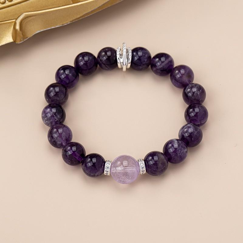 Purple Crystal Agate Boho Vintage Handmade Bracelet Men Women Geometric Style 2025 Deep Purple