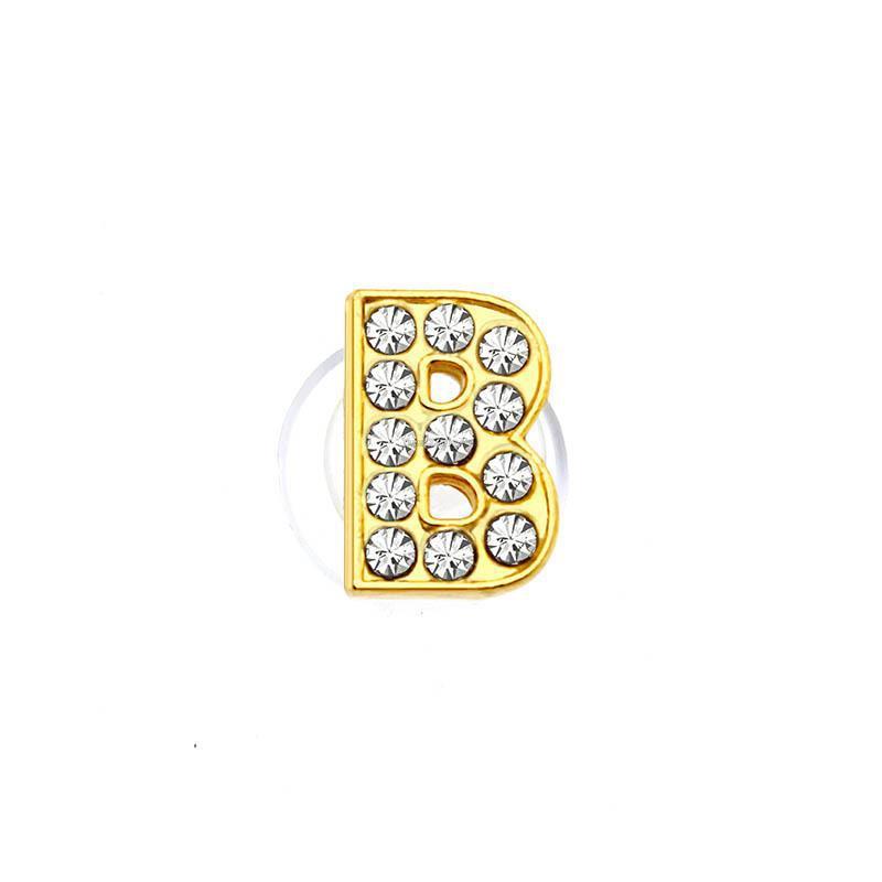 1Pcs Gold Letters Metal Shoe Charms Crystal Diamond Alloy Charms Shoes Accessories Buckle High Quality Shoes Decoration