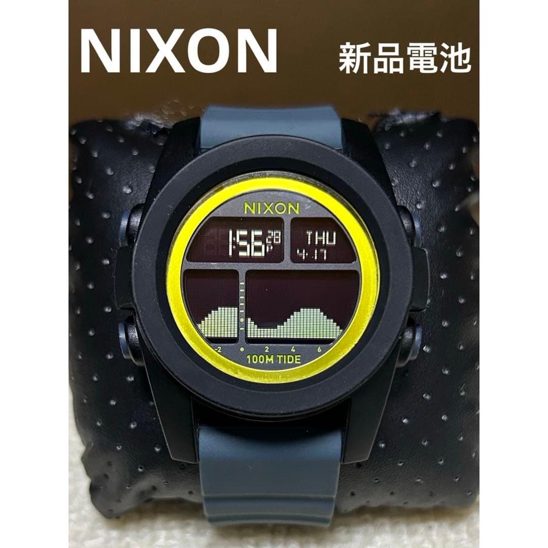 Used [New battery] NIXON digital watch tide graph black/gray