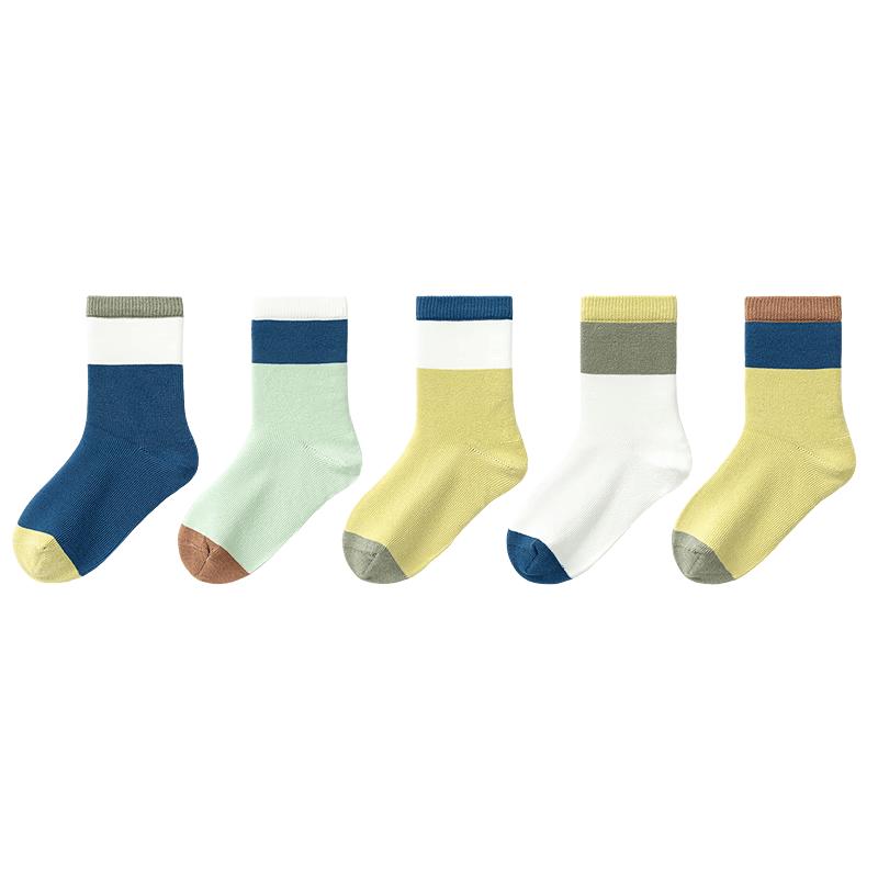 Balabala Kids' Mid-Calf Cotton Socks (5 Pairs)